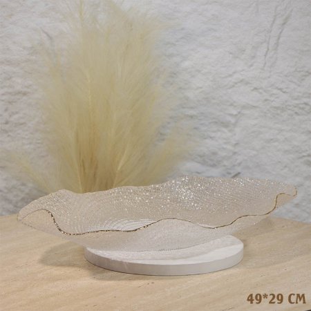 جاط بيضاوي 49*29سم زجاج شفاف اطار مموج حيف ذهبي A25/2 =ع1 =ع4